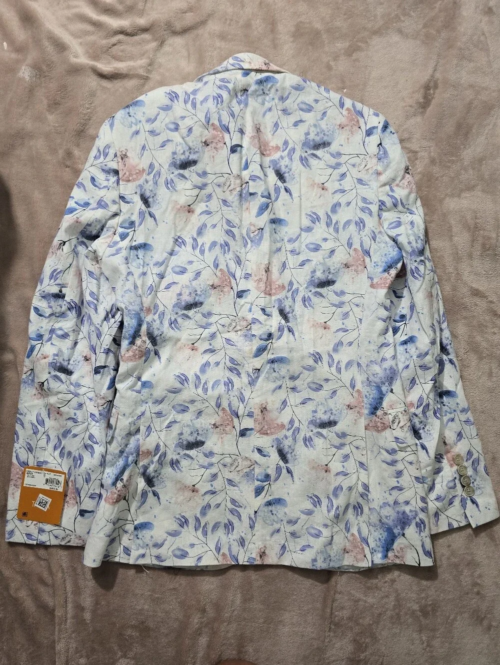 Tallia Mens Slim-Fit Floral Linen Sport Coat 36 Regular Mauve/Blue - NWT $295